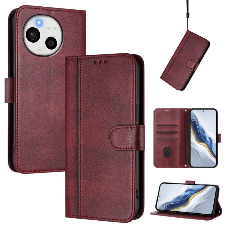 Line Splicing Buckle Retro Leather Phone Case, For Sharp Aquos wish6, For Sharp Aquos R11, For Sharp Aquos Sense10, For Sharp Basio Active3, For Sharp Aquos Sense9 Plus, For Sharp Aquos Sense9, For Sharp Aquos R9 Pro, For Sharp Aquos wish4             ...