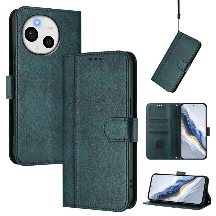 Line Splicing Buckle Retro Leather Phone Case, For Sharp Aquos wish6, For Sharp Aquos R11, For Sharp Aquos Sense10, For Sharp Basio Active3, For Sharp Aquos Sense9 Plus, For Sharp Aquos Sense9, For Sharp Aquos R9 Pro, For Sharp Aquos wish4             ...