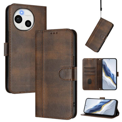 Line Splicing Buckle Retro Leather Phone Case, For Sharp Aquos wish6, For Sharp Aquos R11, For Sharp Aquos Sense10, For Sharp Basio Active3, For Sharp Aquos Sense9 Plus, For Sharp Aquos Sense9, For Sharp Aquos R9 Pro, For Sharp Aquos wish4             ...