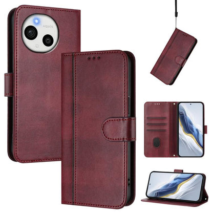 Line Splicing Buckle Retro Leather Phone Case, For Sharp Aquos wish6, For Sharp Aquos R11, For Sharp Aquos Sense10, For Sharp Basio Active3, For Sharp Aquos Sense9 Plus, For Sharp Aquos Sense9, For Sharp Aquos R9 Pro, For Sharp Aquos wish4             ...