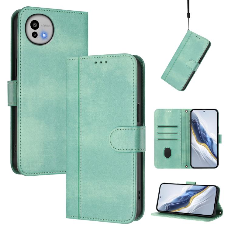 Line Splicing Buckle Retro Leather Phone Case, For Sharp Aquos wish6, For Sharp Aquos R11, For Sharp Aquos Sense10, For Sharp Basio Active3, For Sharp Aquos Sense9 Plus, For Sharp Aquos Sense9, For Sharp Aquos R9 Pro, For Sharp Aquos wish4             ...