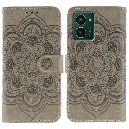 Sun Mandala Embossing Pattern Phone Leather Case, For HMD Pulse Pro