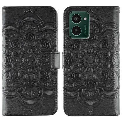 Sun Mandala Embossing Pattern Phone Leather Case, For HMD Pulse Pro