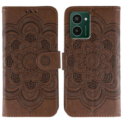 Sun Mandala Embossing Pattern Phone Leather Case, For HMD Pulse Pro