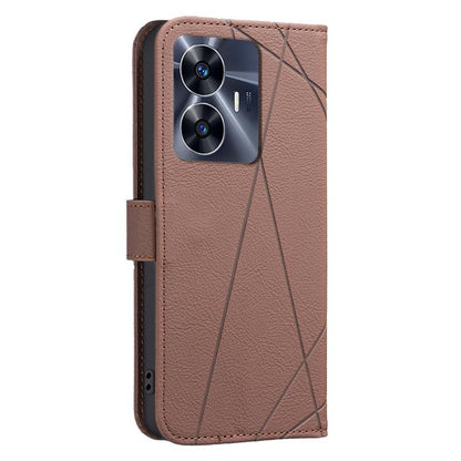 Geometric Pattern RFID Leather Phone Case, For Realme C55