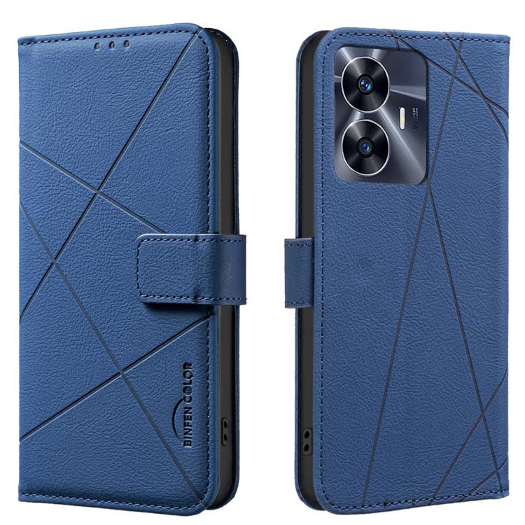 Geometric Pattern RFID Leather Phone Case, For Realme C55