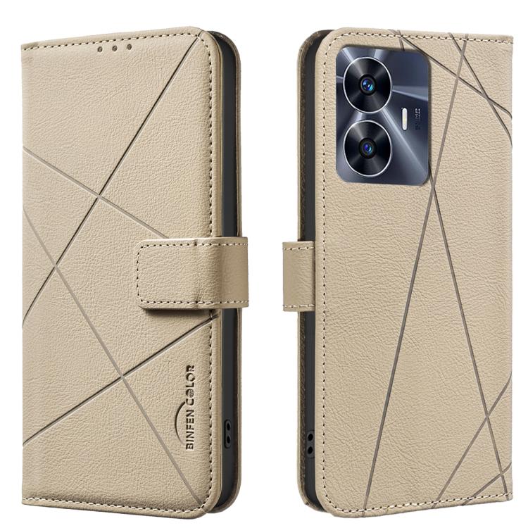 Geometric Pattern RFID Leather Phone Case, For Realme C55