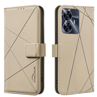 Geometric Pattern RFID Leather Phone Case, For Realme C55