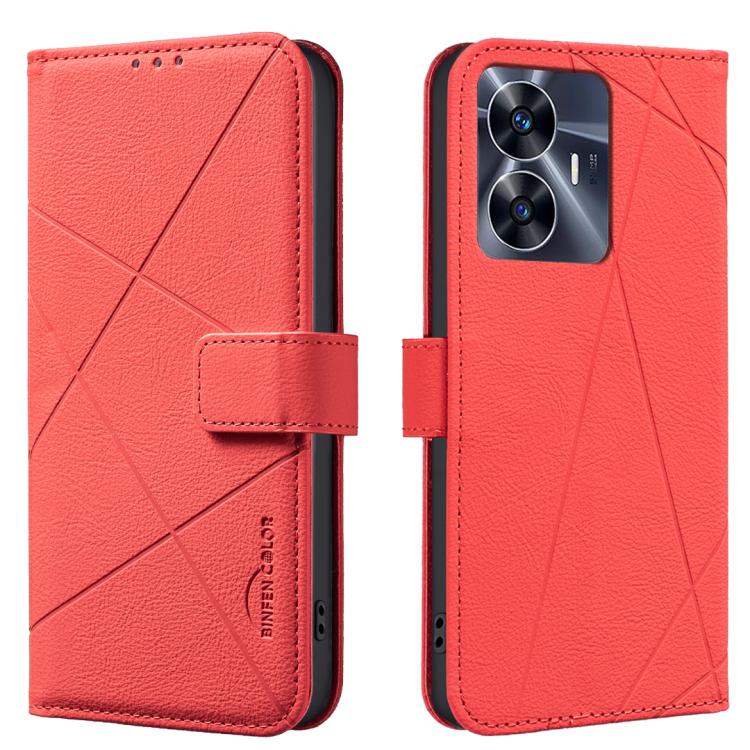 Geometric Pattern RFID Leather Phone Case, For Realme C55