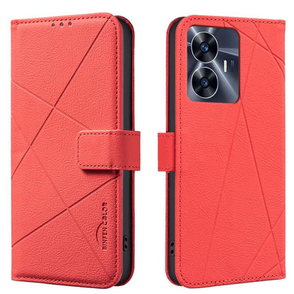 Geometric Pattern RFID Leather Phone Case, For Realme C55