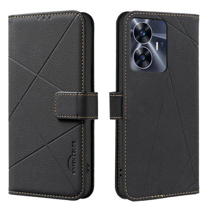 Geometric Pattern RFID Leather Phone Case, For Realme C55