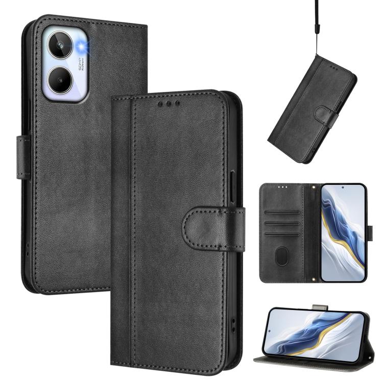 Line Splicing Buckle Retro Leather Phone Case, For Realme GT3 5G / GT Neo 5 240W, For Realme 10 Pro 5G, For Realme 10 Pro+ 5G, For Realme 10 4G Global, For Realme C30 4G / C30s / Narzo 50i Prime, For Realme GT Neo 3T, For Realme 9 Pro+ 5G / 9 4G Global...