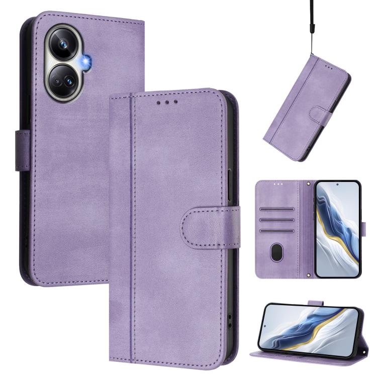 Line Splicing Buckle Retro Leather Phone Case, For Realme GT3 5G / GT Neo 5 240W, For Realme 10 Pro 5G, For Realme 10 Pro+ 5G, For Realme 10 4G Global, For Realme C30 4G / C30s / Narzo 50i Prime, For Realme GT Neo 3T, For Realme 9 Pro+ 5G / 9 4G Global...