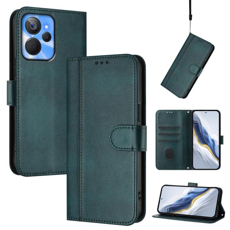 Line Splicing Buckle Retro Leather Phone Case, For Realme C67 4G / 12 Lite 4G Global, For Realme 12 Pro 5G / 12 Pro+ 5G Global, For Realme C53 4G Global / C51 4G, For Realme 11 5G Global / C67 5G India, For Realme 11 4G Global, For Realme GT5 240W / GT...