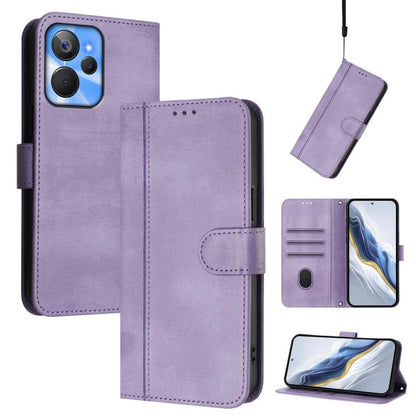 Line Splicing Buckle Retro Leather Phone Case, For Realme C67 4G / 12 Lite 4G Global, For Realme 12 Pro 5G / 12 Pro+ 5G Global, For Realme C53 4G Global / C51 4G, For Realme 11 5G Global / C67 5G India, For Realme 11 4G Global, For Realme GT5 240W / GT...
