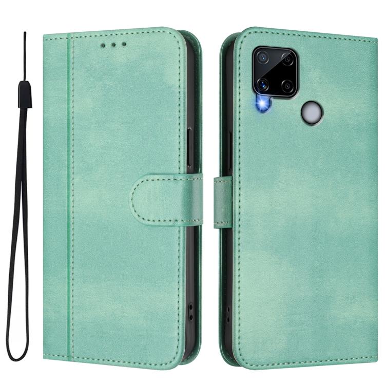 Line Splicing Buckle Retro Leather Phone Case, For Realme C25 / C15 / C12 / C25s, For Realme GT 5G / GT Neo 5G