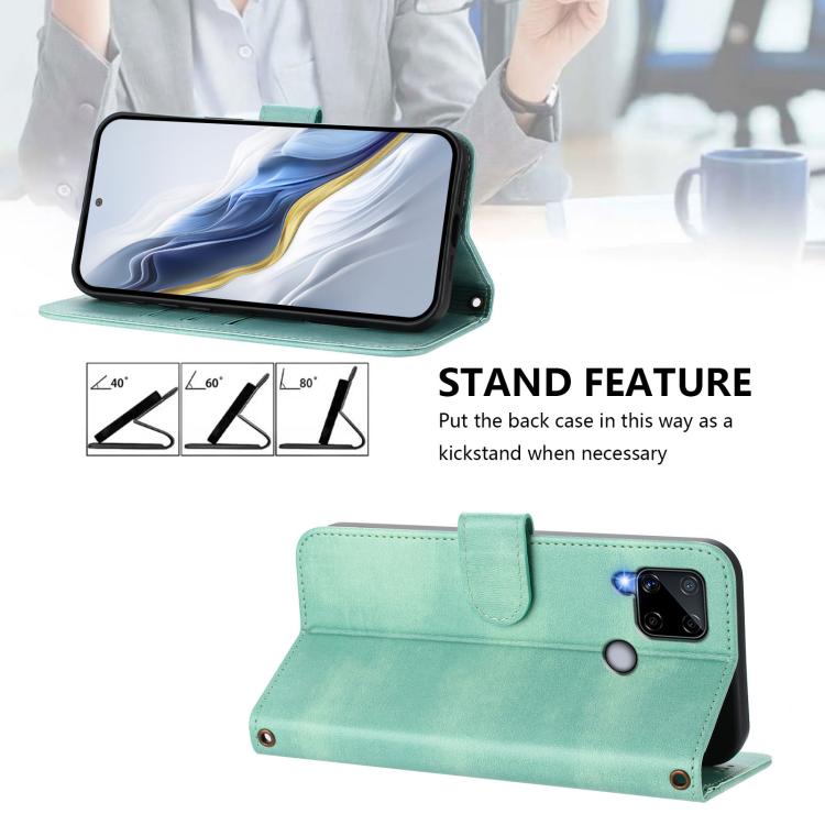 Line Splicing Buckle Retro Leather Phone Case, For Realme C25 / C15 / C12 / C25s, For Realme GT 5G / GT Neo 5G
