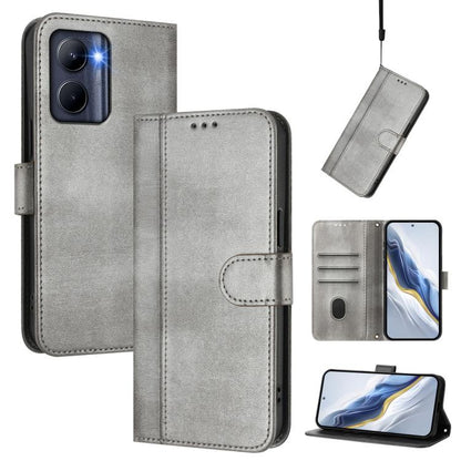 Line Splicing Buckle Retro Leather Phone Case, For Realme C67 4G / 12 Lite 4G Global, For Realme 12 Pro 5G / 12 Pro+ 5G Global, For Realme C53 4G Global / C51 4G, For Realme 11 5G Global / C67 5G India, For Realme 11 4G Global, For Realme GT5 240W / GT...