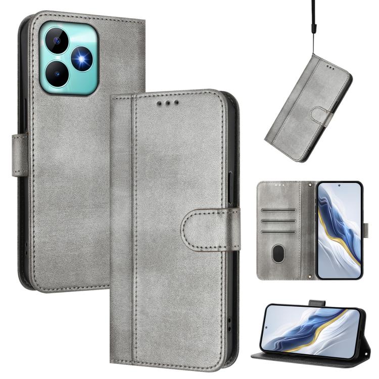 Line Splicing Buckle Retro Leather Phone Case, For Realme C67 4G / 12 Lite 4G Global, For Realme 12 Pro 5G / 12 Pro+ 5G Global, For Realme C53 4G Global / C51 4G, For Realme 11 5G Global / C67 5G India, For Realme 11 4G Global, For Realme GT5 240W / GT...