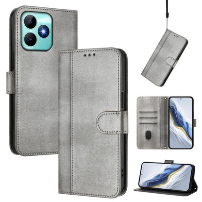Line Splicing Buckle Retro Leather Phone Case, For Realme C67 4G / 12 Lite 4G Global, For Realme 12 Pro 5G / 12 Pro+ 5G Global, For Realme C53 4G Global / C51 4G, For Realme 11 5G Global / C67 5G India, For Realme 11 4G Global, For Realme GT5 240W / GT...