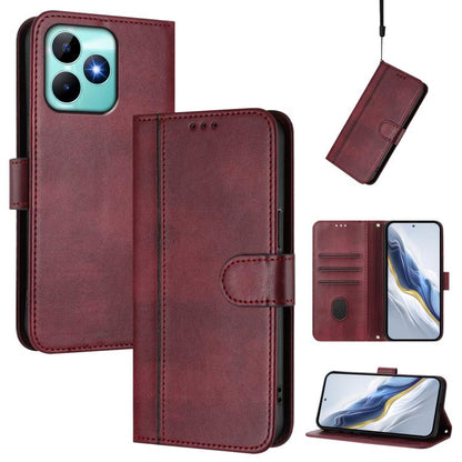 Line Splicing Buckle Retro Leather Phone Case, For Realme C67 4G / 12 Lite 4G Global, For Realme 12 Pro 5G / 12 Pro+ 5G Global, For Realme C53 4G Global / C51 4G, For Realme 11 5G Global / C67 5G India, For Realme 11 4G Global, For Realme GT5 240W / GT...