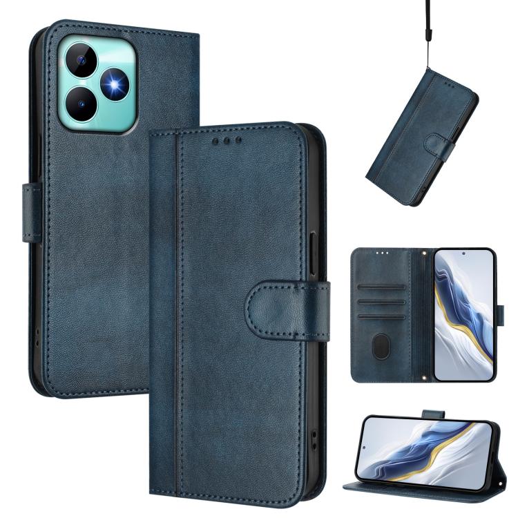 Line Splicing Buckle Retro Leather Phone Case, For Realme C67 4G / 12 Lite 4G Global, For Realme 12 Pro 5G / 12 Pro+ 5G Global, For Realme C53 4G Global / C51 4G, For Realme 11 5G Global / C67 5G India, For Realme 11 4G Global, For Realme GT5 240W / GT...