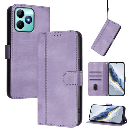 Line Splicing Buckle Retro Leather Phone Case, For Realme C67 4G / 12 Lite 4G Global, For Realme 12 Pro 5G / 12 Pro+ 5G Global, For Realme C53 4G Global / C51 4G, For Realme 11 5G Global / C67 5G India, For Realme 11 4G Global, For Realme GT5 240W / GT...