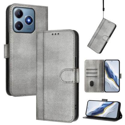 Line Splicing Buckle Retro Leather Phone Case, For Realme 14 Pro+ 5G, For Realme C75 4G / 14x 5G Global, For Realme GT 7 Pro / GT7 Pro Racing, For Realme C63 5G Global, For Realme 12 5G / 12x 5G / C65 5G Global, For Realme 13 4G / 12 4G / P1 5G Global ...