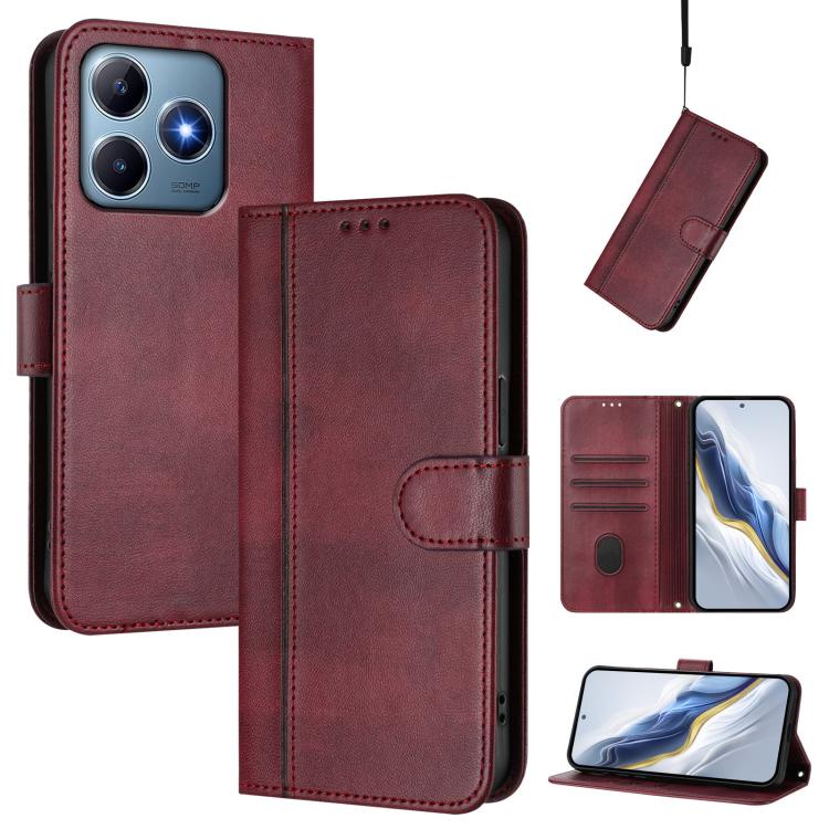 Line Splicing Buckle Retro Leather Phone Case, For Realme 14 Pro+ 5G, For Realme C75 4G / 14x 5G Global, For Realme GT 7 Pro / GT7 Pro Racing, For Realme C63 5G Global, For Realme 12 5G / 12x 5G / C65 5G Global, For Realme 13 4G / 12 4G / P1 5G Global ...