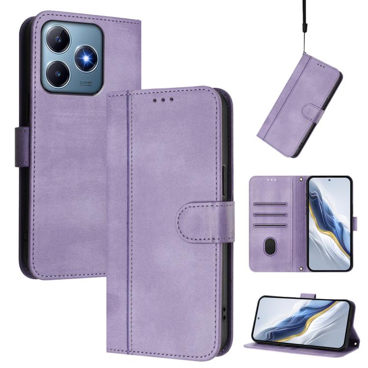 Line Splicing Buckle Retro Leather Phone Case, For Realme 14 Pro+ 5G, For Realme C75 4G / 14x 5G Global, For Realme GT 7 Pro / GT7 Pro Racing, For Realme C63 5G Global, For Realme 12 5G / 12x 5G / C65 5G Global, For Realme 13 4G / 12 4G / P1 5G Global ...