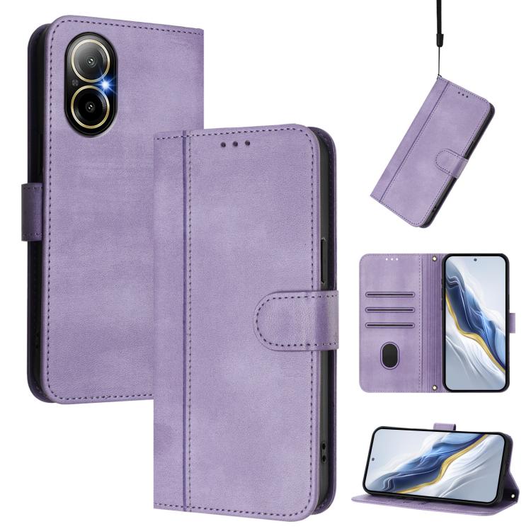 Line Splicing Buckle Retro Leather Phone Case, For Realme C67 4G / 12 Lite 4G Global, For Realme 12 Pro 5G / 12 Pro+ 5G Global, For Realme C53 4G Global / C51 4G, For Realme 11 5G Global / C67 5G India, For Realme 11 4G Global, For Realme GT5 240W / GT...