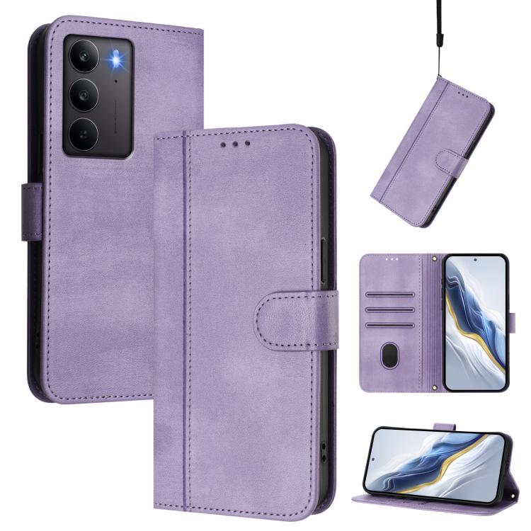 Line Splicing Buckle Retro Leather Phone Case, For Realme 14 Pro+ 5G, For Realme C75 4G / 14x 5G Global, For Realme GT 7 Pro / GT7 Pro Racing, For Realme C63 5G Global, For Realme 12 5G / 12x 5G / C65 5G Global, For Realme 13 4G / 12 4G / P1 5G Global ...