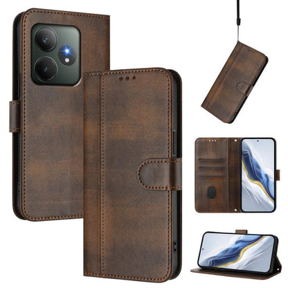 Line Splicing Buckle Retro Leather Phone Case, For Realme 14 Pro+ 5G, For Realme C75 4G / 14x 5G Global, For Realme GT 7 Pro / GT7 Pro Racing, For Realme C63 5G Global, For Realme 12 5G / 12x 5G / C65 5G Global, For Realme 13 4G / 12 4G / P1 5G Global ...