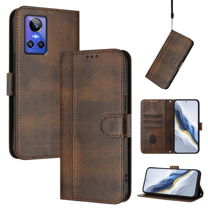 Line Splicing Buckle Retro Leather Phone Case, For Realme GT3 5G / GT Neo 5 240W, For Realme 10 Pro 5G, For Realme 10 Pro+ 5G, For Realme 10 4G Global, For Realme C30 4G / C30s / Narzo 50i Prime, For Realme GT Neo 3T, For Realme 9 Pro+ 5G / 9 4G Global...