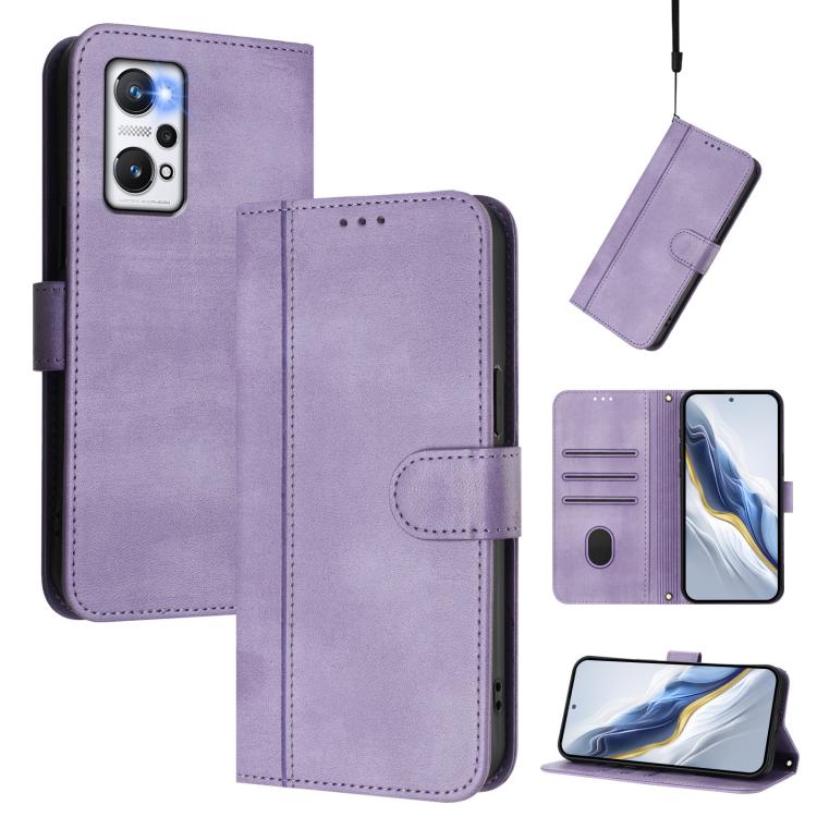 Line Splicing Buckle Retro Leather Phone Case, For Realme GT3 5G / GT Neo 5 240W, For Realme 10 Pro 5G, For Realme 10 Pro+ 5G, For Realme 10 4G Global, For Realme C30 4G / C30s / Narzo 50i Prime, For Realme GT Neo 3T, For Realme 9 Pro+ 5G / 9 4G Global...