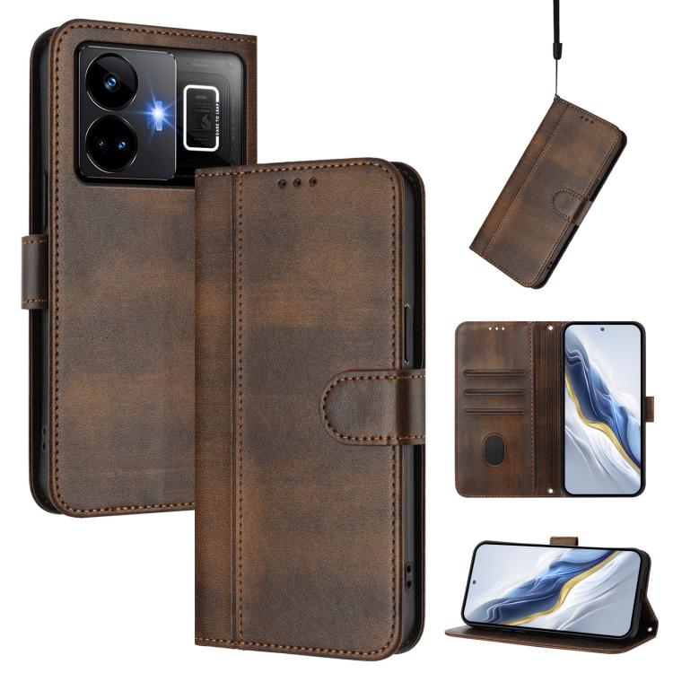 Line Splicing Buckle Retro Leather Phone Case, For Realme GT3 5G / GT Neo 5 240W, For Realme 10 Pro 5G, For Realme 10 Pro+ 5G, For Realme 10 4G Global, For Realme C30 4G / C30s / Narzo 50i Prime, For Realme GT Neo 3T, For Realme 9 Pro+ 5G / 9 4G Global...