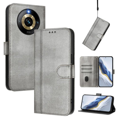 Line Splicing Buckle Retro Leather Phone Case, For Realme C67 4G / 12 Lite 4G Global, For Realme 12 Pro 5G / 12 Pro+ 5G Global, For Realme C53 4G Global / C51 4G, For Realme 11 5G Global / C67 5G India, For Realme 11 4G Global, For Realme GT5 240W / GT...