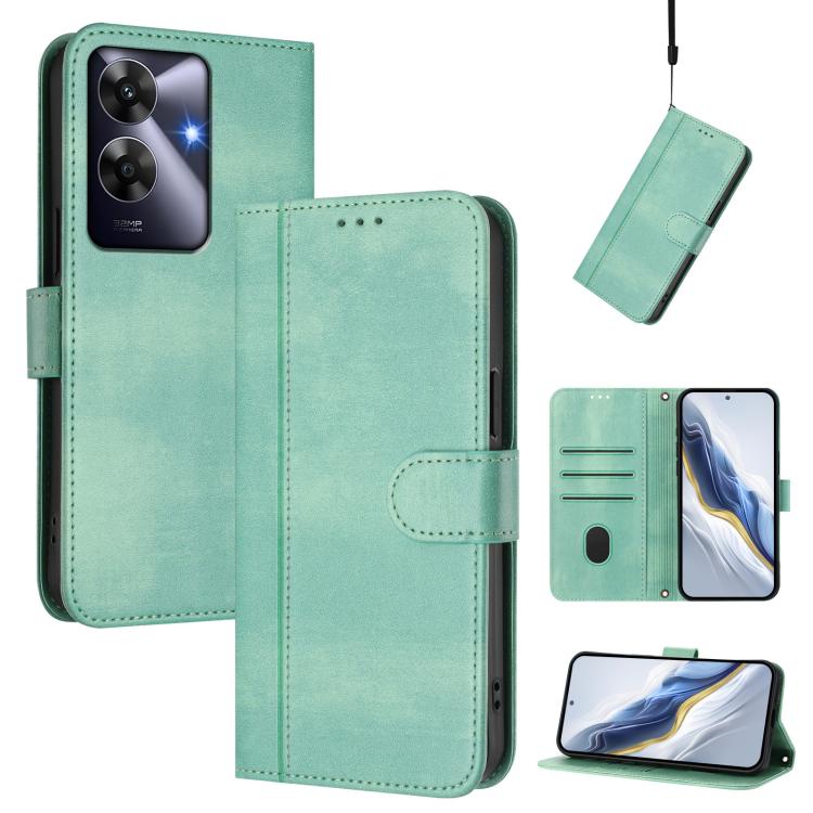 Line Splicing Buckle Retro Leather Phone Case, For Realme 14 Pro+ 5G, For Realme C75 4G / 14x 5G Global, For Realme GT 7 Pro / GT7 Pro Racing, For Realme C63 5G Global, For Realme 12 5G / 12x 5G / C65 5G Global, For Realme 13 4G / 12 4G / P1 5G Global ...