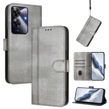 Line Splicing Buckle Retro Leather Phone Case, For Realme 14 Pro+ 5G, For Realme C75 4G / 14x 5G Global, For Realme GT 7 Pro / GT7 Pro Racing, For Realme C63 5G Global, For Realme 12 5G / 12x 5G / C65 5G Global, For Realme 13 4G / 12 4G / P1 5G Global ...