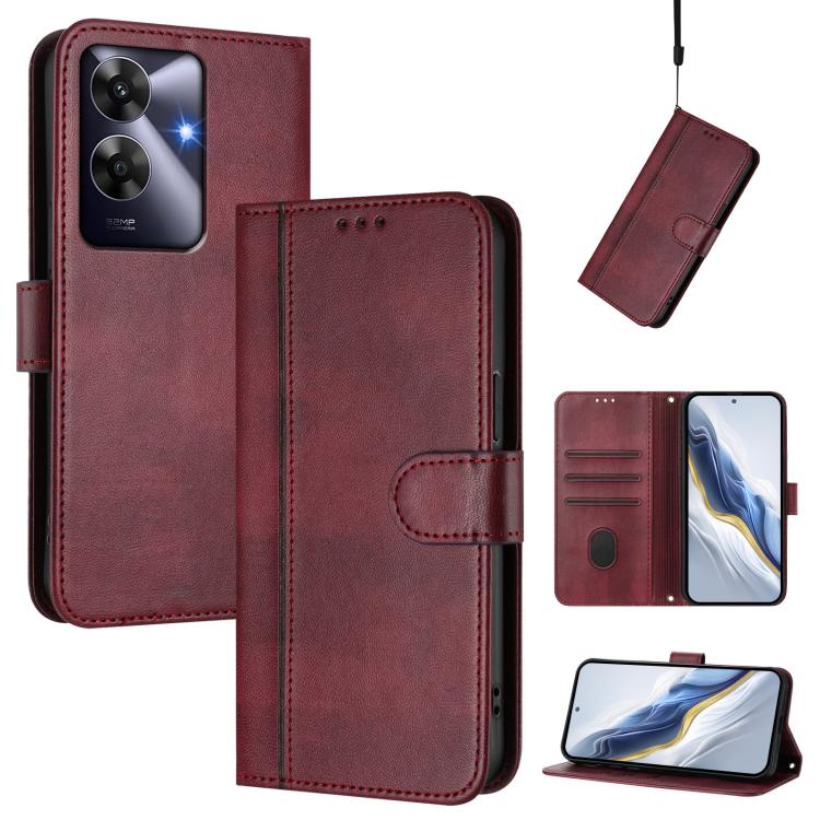 Line Splicing Buckle Retro Leather Phone Case, For Realme 14 Pro+ 5G, For Realme C75 4G / 14x 5G Global, For Realme GT 7 Pro / GT7 Pro Racing, For Realme C63 5G Global, For Realme 12 5G / 12x 5G / C65 5G Global, For Realme 13 4G / 12 4G / P1 5G Global ...