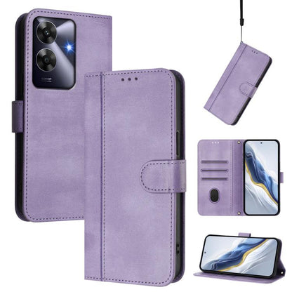 Line Splicing Buckle Retro Leather Phone Case, For Realme 14 Pro+ 5G, For Realme C75 4G / 14x 5G Global, For Realme GT 7 Pro / GT7 Pro Racing, For Realme C63 5G Global, For Realme 12 5G / 12x 5G / C65 5G Global, For Realme 13 4G / 12 4G / P1 5G Global ...