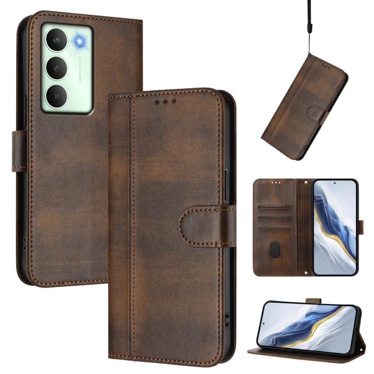 Line Splicing Buckle Retro Leather Phone Case, For Realme P4 Pro 5G, For Realme P4 5G, For Realme 15T 5G Global, For Realme 15 5G / 15 Pro 5G Global, For Realme C71 4G Global, For Realme V70 5G / C75 5G, For Realme Narzo 80 Pro / 14 Pro 5G India       ...