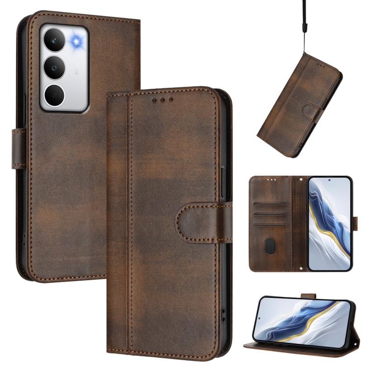 Line Splicing Buckle Retro Leather Phone Case, For Realme P4 Pro 5G, For Realme P4 5G, For Realme 15T 5G Global, For Realme 15 5G / 15 Pro 5G Global, For Realme C71 4G Global, For Realme V70 5G / C75 5G, For Realme Narzo 80 Pro / 14 Pro 5G India       ...