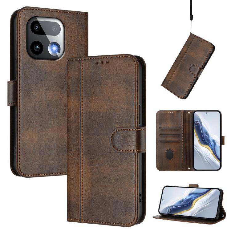 Line Splicing Buckle Retro Leather Phone Case, For Realme P4x 5G / OnePlus Nord CE6 Lite, For Realme 16T 5G Global, For Realme C100 5G, For Realme P4 Power 5G, For Realme Note 80 4G Global, For Realme C83 5G India, For Realme 16 5G Global              ...