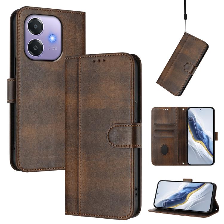 Line Splicing Buckle Retro Leather Phone Case, For OPPO A5 5G Global, For OPPO Reno14 Pro Global, For OPPO Reno14 Global, For OPPO Find X8s+ 5G, For OPPO Find X8s 5G, For OPPO Find X8 Ultra 5G, For OPPO F29 5G Global, For OPPO A5 Pro 5G Global         ...