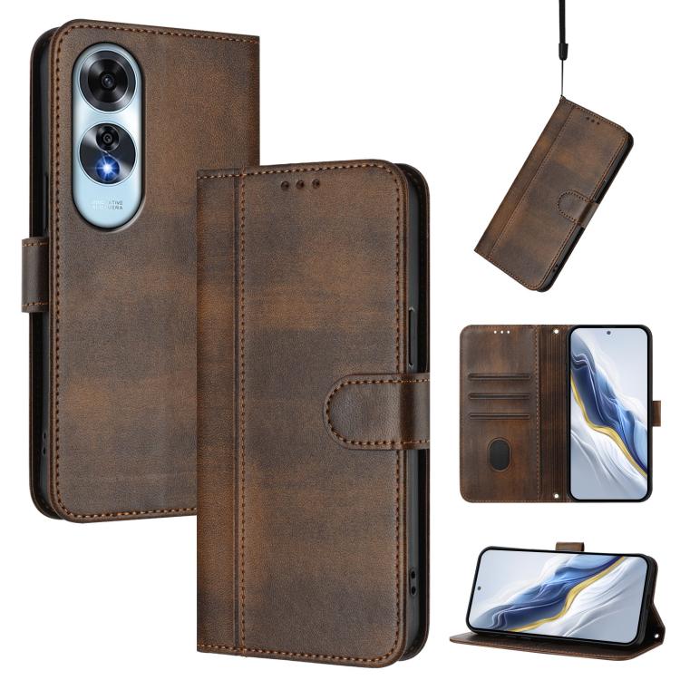 Line Splicing Buckle Retro Leather Phone Case, For OPPO Find X8 5G, For OPPO A3 Pro 5G Global / India / A80 5G EU, For OPPO Reno12 F 5G / 4G / F27 5G India, For OPPO K12x 5G Global, For OPPO Reno12 Pro 5G Global, For OPPO Reno12 5G Global              ...