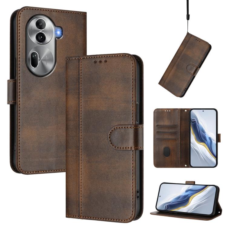 Line Splicing Buckle Retro Leather Phone Case, For OPPO Reno11 Pro 5G Global, For OPPO Find X7 Ultra, For OPPO A38 4G / A18 4G Global, For OPPO Reno9 A, For OPPO A58 4G Global, For OPPO Reno10 5G / Reno10 Pro Global, For OPPO A78 4G Global             ...
