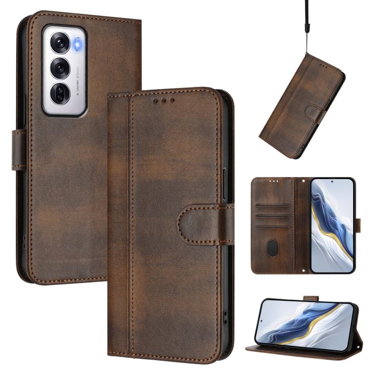 Line Splicing Buckle Retro Leather Phone Case, For OPPO Find X8 5G, For OPPO A3 Pro 5G Global / India / A80 5G EU, For OPPO Reno12 F 5G / 4G / F27 5G India, For OPPO K12x 5G Global, For OPPO Reno12 Pro 5G Global, For OPPO Reno12 5G Global              ...