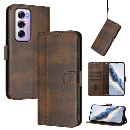 Line Splicing Buckle Retro Leather Phone Case, For OPPO Find X8 5G, For OPPO A3 Pro 5G Global / India / A80 5G EU, For OPPO Reno12 F 5G / 4G / F27 5G India, For OPPO K12x 5G Global, For OPPO Reno12 Pro 5G Global, For OPPO Reno12 5G Global              ...