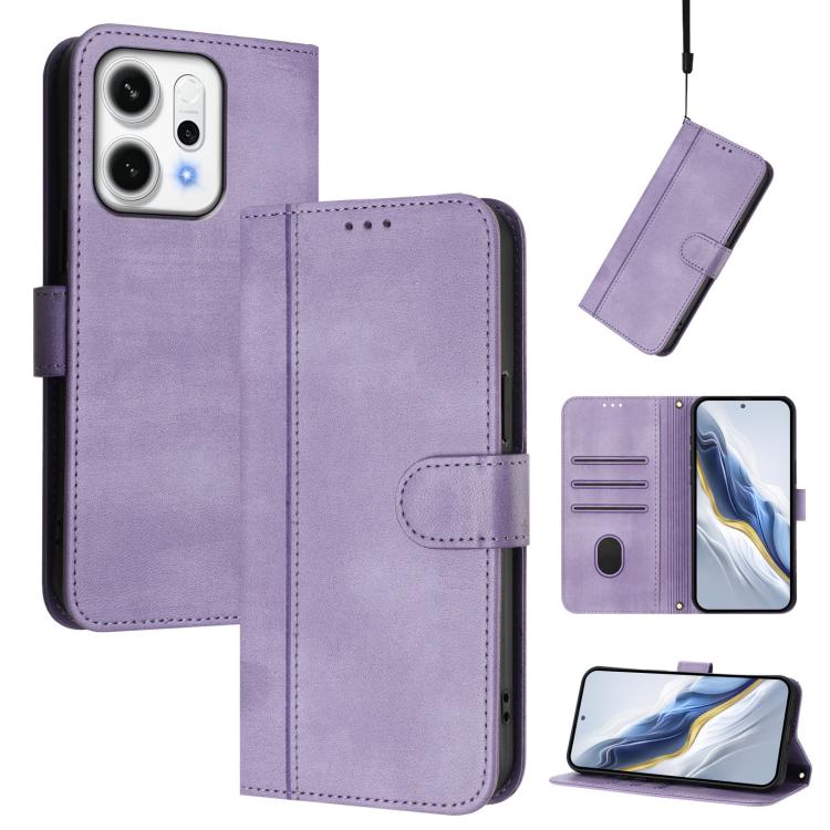 Line Splicing Buckle Retro Leather Phone Case, For OPPO A5 5G Global, For OPPO Reno14 Pro Global, For OPPO Reno14 Global, For OPPO Find X8s+ 5G, For OPPO Find X8s 5G, For OPPO Find X8 Ultra 5G, For OPPO F29 5G Global, For OPPO A5 Pro 5G Global         ...